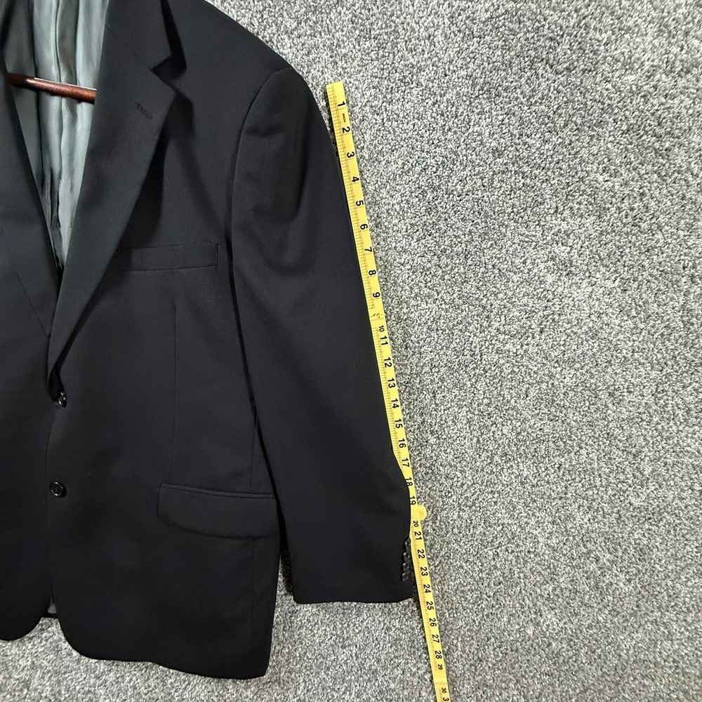 Renoir Mens 2-Piece Suit 100% Wool Black 2-Button Vented Blazer Pants 44R 38W - Picture 10 of 15